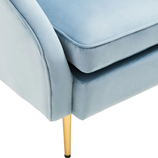 York Velvet Armchair In Aqua Blue With Gold Metallic Legs