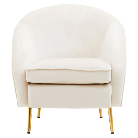 Product photograph of York Velvet Armchair In Beige With Gold Metallic Legs from Furniture in Fashion
