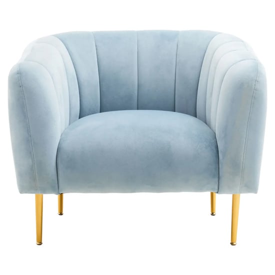 Read more about York velvet armchair in blue with gold metal legs