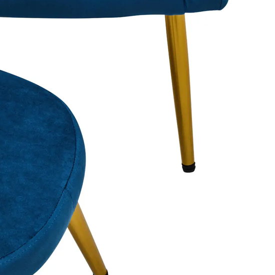York Velvet Armchair Chair And Footstool In Midnight Blue