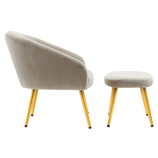 York Velvet Armchair Chair And Footstool In Mink