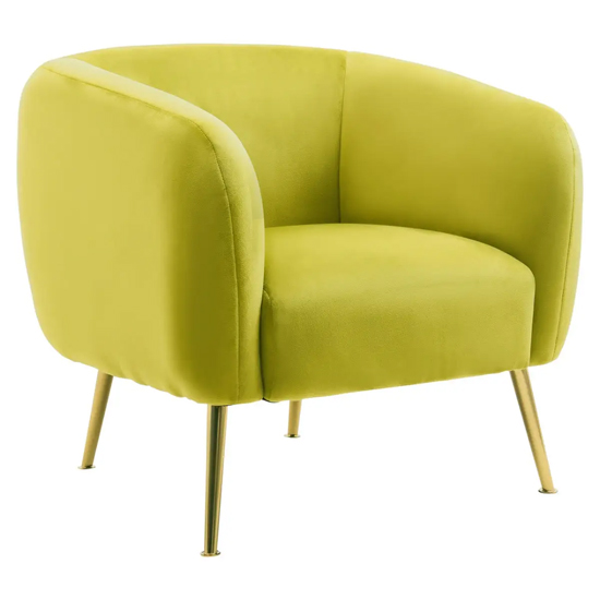 York Velvet Armchair In Olive With Gold Metal Legs