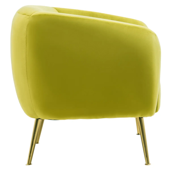 York Velvet Armchair In Olive With Gold Metal Legs