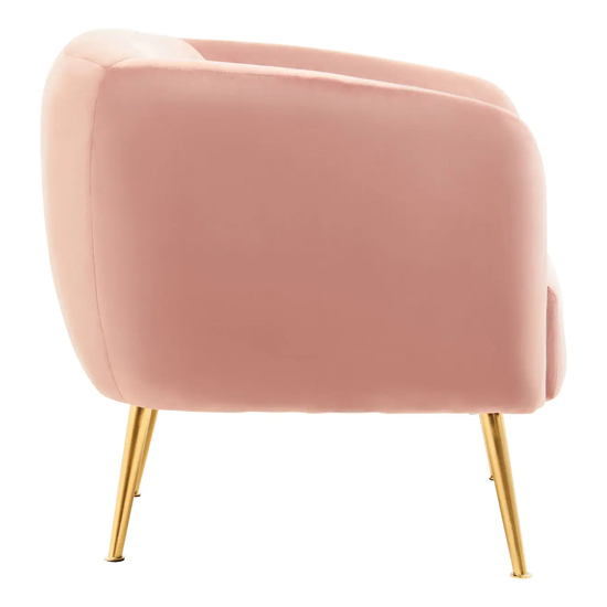 York Velvet Armchair In Pink With Gold Metal Legs