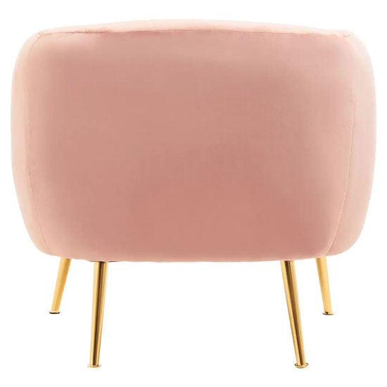 York Velvet Armchair In Pink With Gold Metal Legs