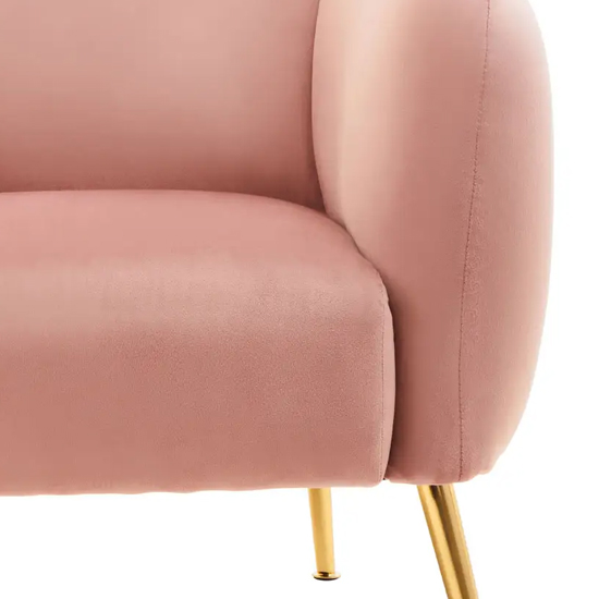 York Velvet Armchair In Pink With Gold Metal Legs