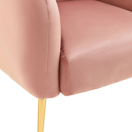 York Velvet Armchair In Pink With Gold Metal Legs