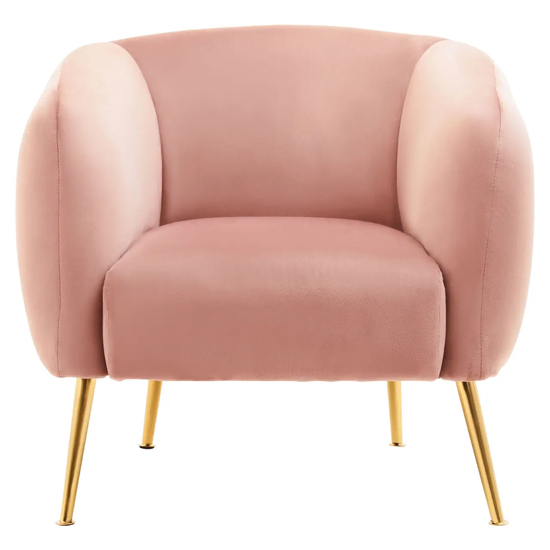 Product photograph of York Velvet Armchair In Pink With Gold Metal Legs from Furniture in Fashion