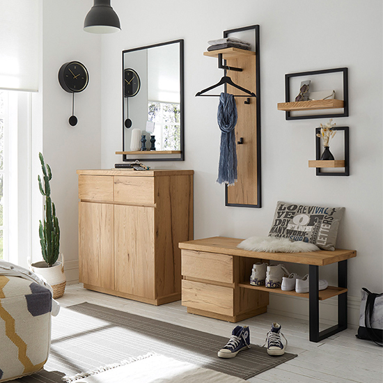 Yorkshire Wooden 2 Doors 2 Drawers Shoe Storage Cabinet In Oak_4
