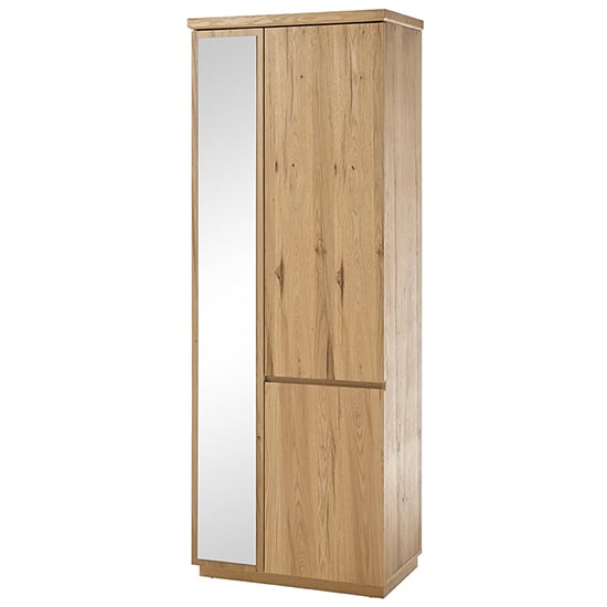 Yorkshire Mirrored Wooden 2 Doors Wardrobe In Oak