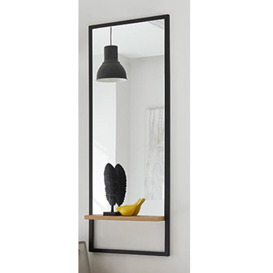 Read more about Yorkshire narrow wall mirror with oak wooden frame