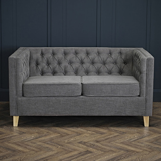 Yoxford Chenille Fabric 2 Seater Sofa In Slate Grey_2