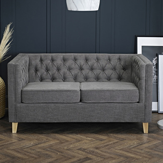 Yoxford Chenille Fabric 2 Seater Sofa In Slate Grey