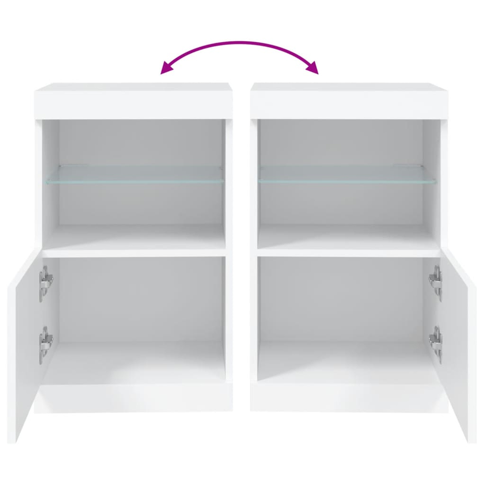 Ypsilanti Wooden Bedside Cabinet With 1 Door And LED - White