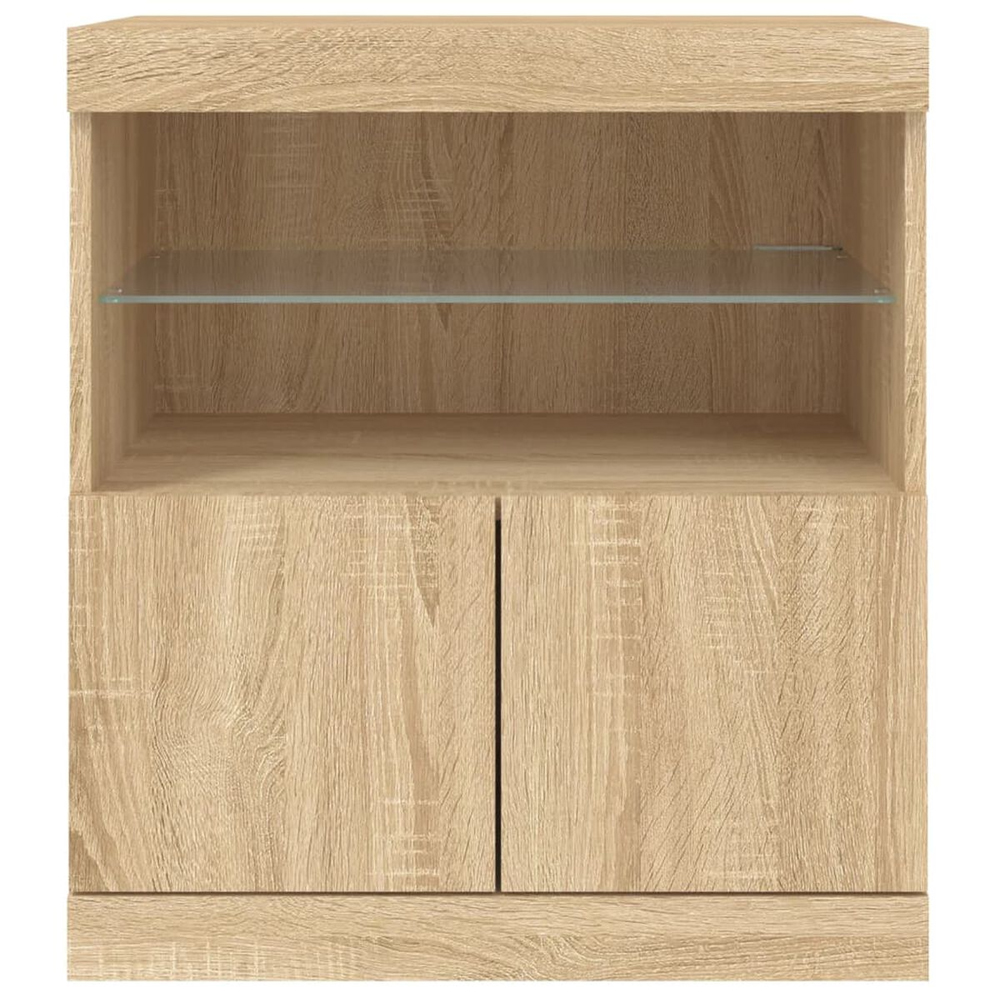 Ypsilanti Wooden Bedside Cabinet With 2 Doors And LED - Sonoma Oak