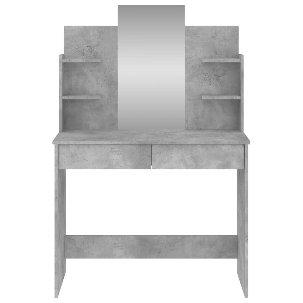 Ypsilanti Wooden Dressing Table With Mirror - Concrete Grey