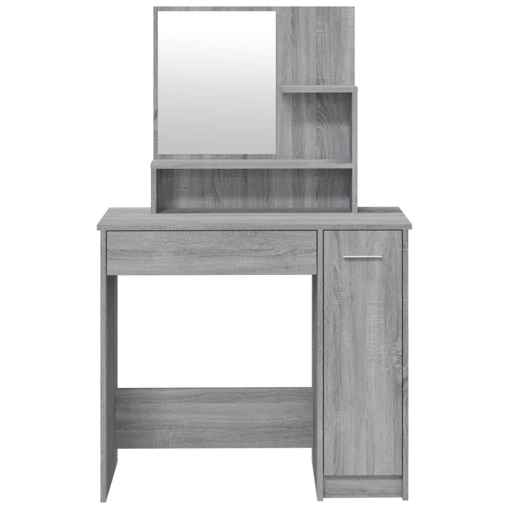 Ypsilanti Wooden Dressing Table With Mirror - Grey Sonoma