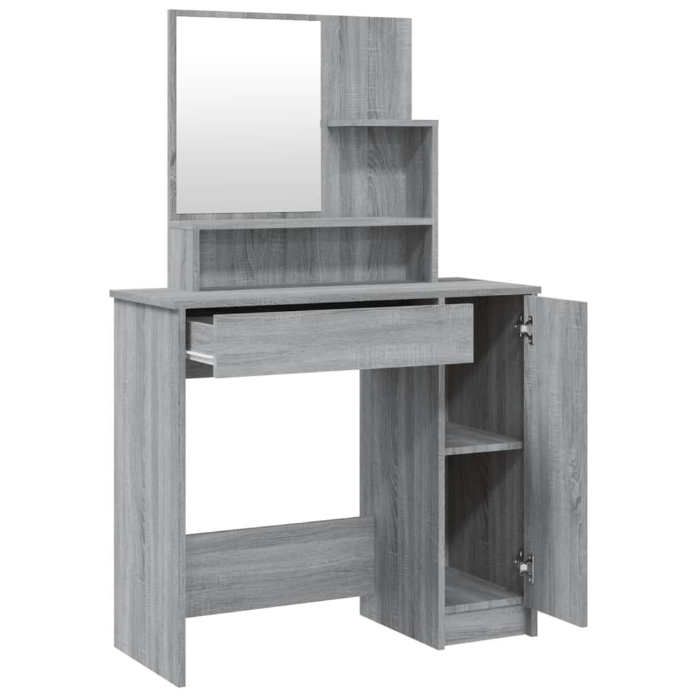 Ypsilanti Wooden Dressing Table With Mirror - Grey Sonoma