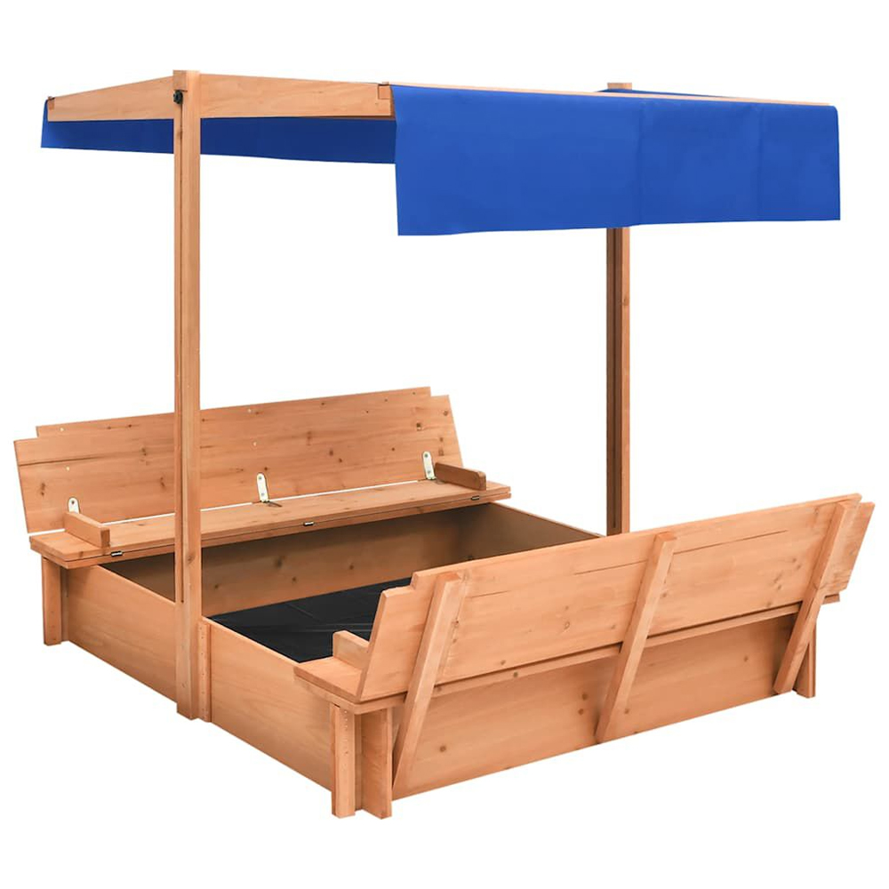 Yucaipa Wooden Boat Sandbox With Adjustable Roof In Natural And Blue