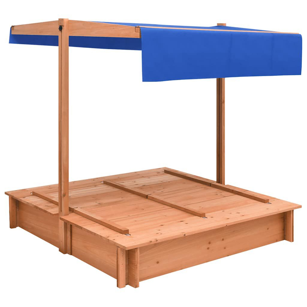 Yucaipa Wooden Boat Sandbox With Adjustable Roof In Natural And Blue