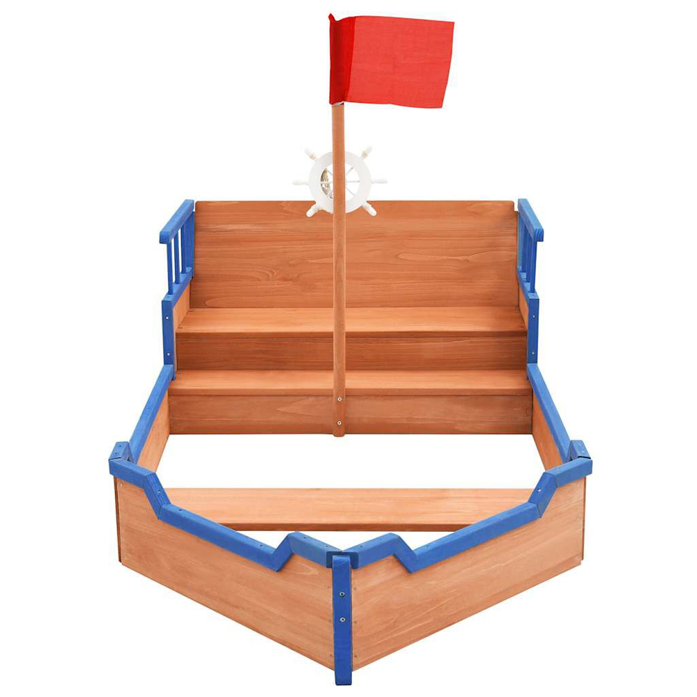 Yucaipa Wooden Pirate Ship Sandbox In Natural And Blue