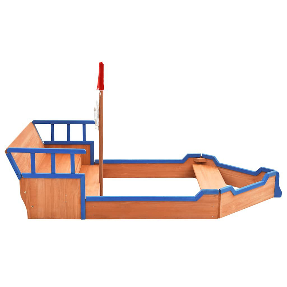 Yucaipa Wooden Pirate Ship Sandbox In Natural And Blue