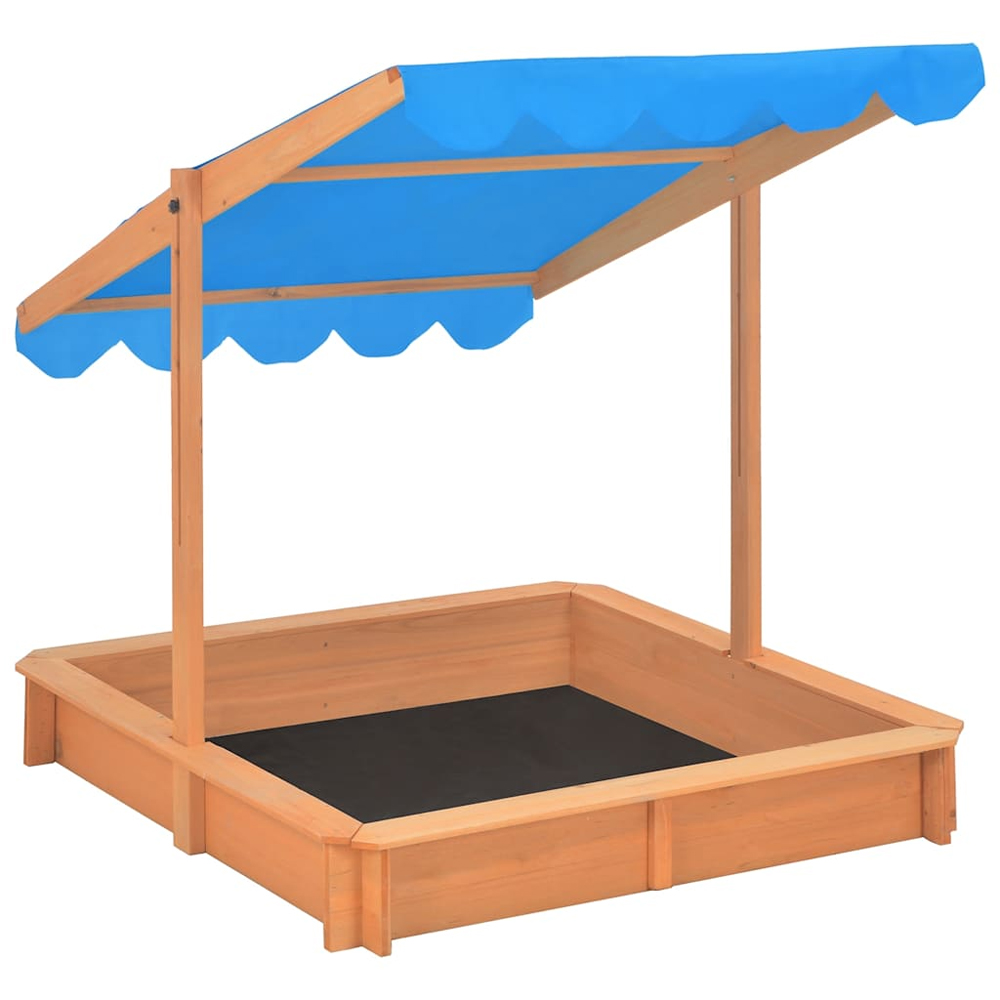 Yucaipa Wooden Sandbox With Adjustable Roof In Natural And Blue