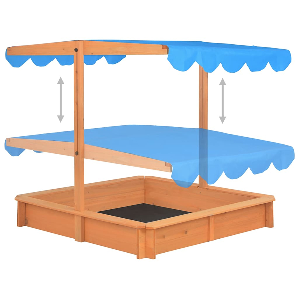Yucaipa Wooden Sandbox With Adjustable Roof In Natural And Blue