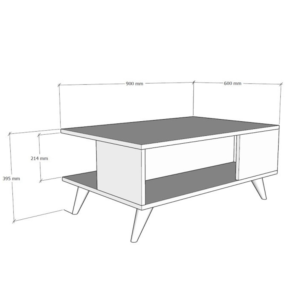 Yuka Wooden Coffee Table in Travertine Marble Effect