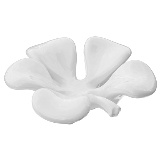 Product photograph of Yukon Ceramic Clover Bowl In White from Furniture in Fashion