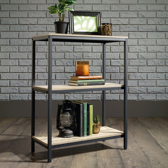 Yuma Industrial Wooden Bookcase With 2 Shelves In Charter Oak
