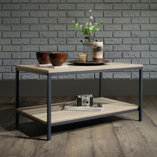 Yuma Industrial Wooden Coffee Table In Charter Oak