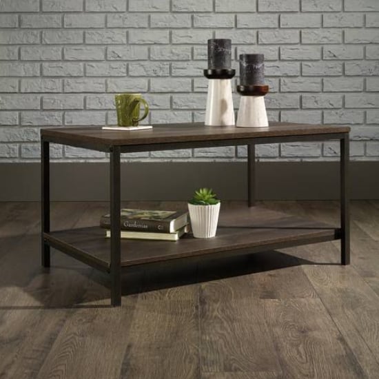 Yuma Industrial Wooden Coffee Table In Smoked Oak