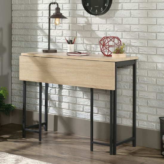 Yuma Industrial Wooden High Laptop Desk In Charter Oak