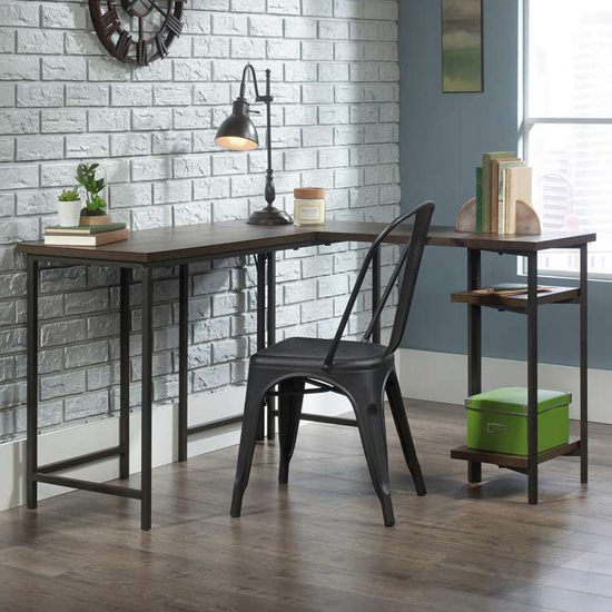Indio Wooden L Shaped Laptop Desk In Smoked Oak
