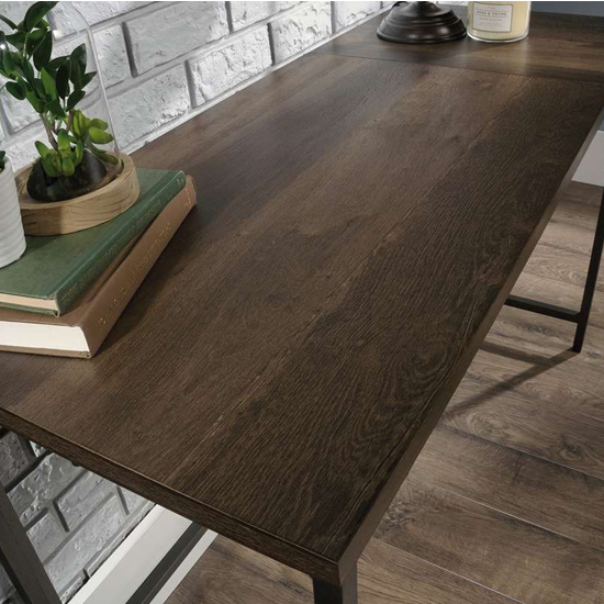 Indio Wooden L Shaped Laptop Desk In Smoked Oak