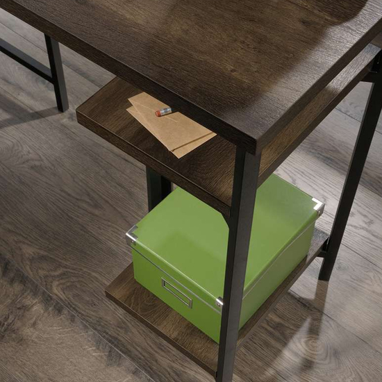 Indio Wooden L Shaped Laptop Desk In Smoked Oak