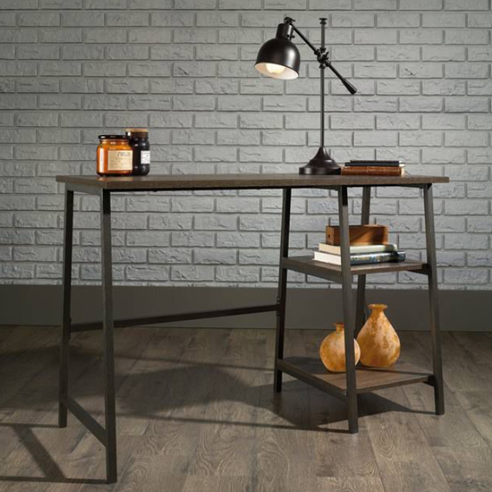 Yuma Industrial Wooden Laptop Desk In Smoked Oak