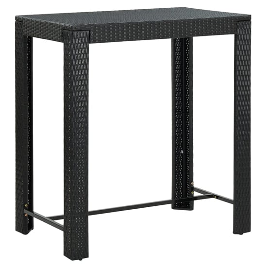 Photo of Yuna 100cm poly rattan garden bar table in black