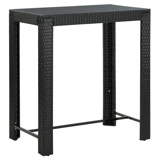 Yuna 100cm Poly Rattan Garden Bar Table In Black