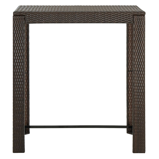 Yuna 100cm Poly Rattan Garden Bar Table In Brown