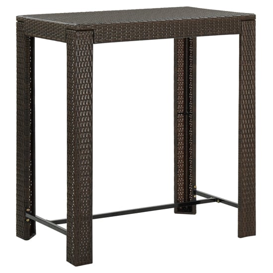 Product photograph of Yuna 100cm Poly Rattan Garden Bar Table In Brown from Furniture in Fashion