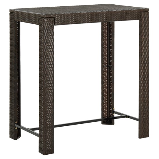 Photo of Yuna 100cm poly rattan garden bar table in brown