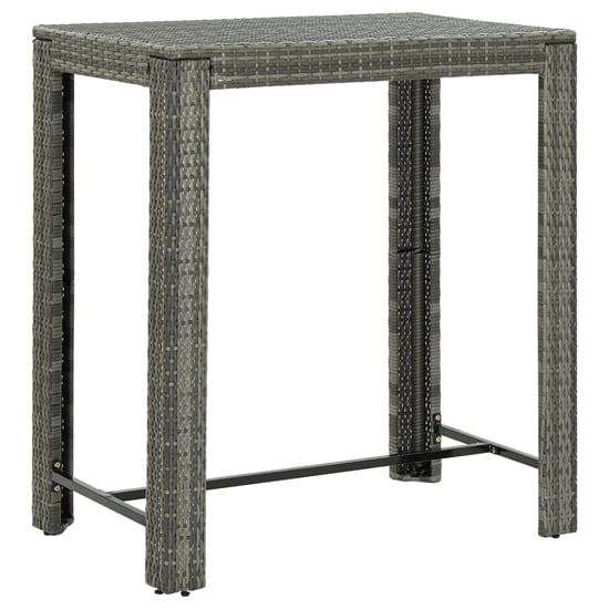 Yuna 100cm Poly Rattan Garden Bar Table In Grey