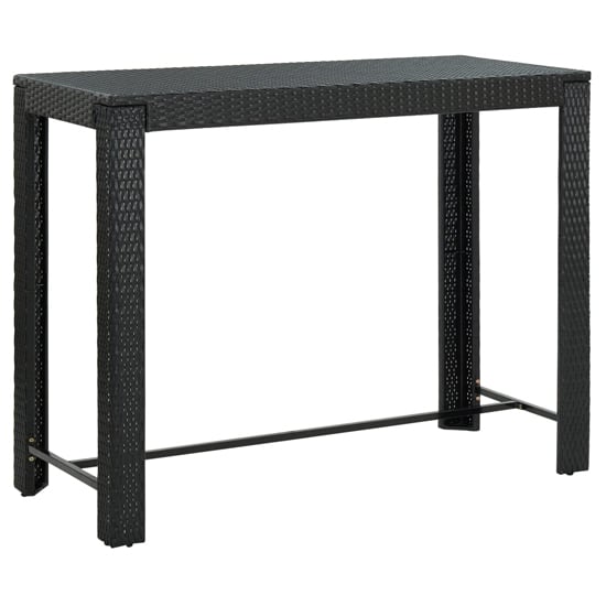 Photo of Yuna 140.5cm poly rattan garden bar table in black