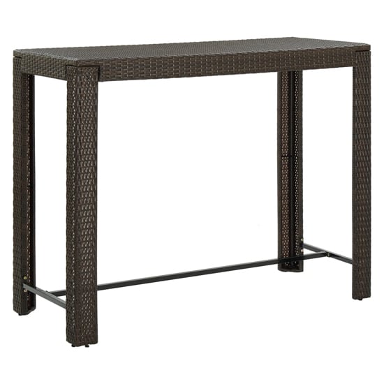 Product photograph of Yuna 140 5cm Poly Rattan Garden Bar Table In Brown from Furniture in Fashion