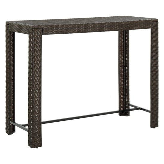 Yuna 140.5cm Poly Rattan Garden Bar Table In Brown