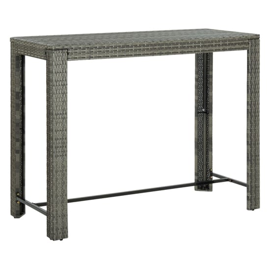 Yuna 140.5cm Poly Rattan Garden Bar Table In Grey