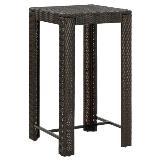 Yuna 60.5cm Poly Rattan Garden Bar Table In Brown