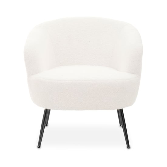 Photo of Yurga curved fabric armchair in plush white with black legs